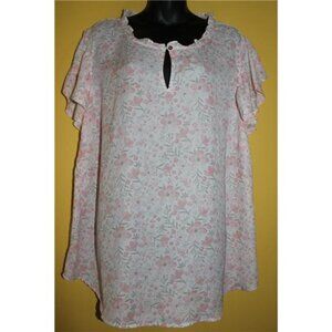 Preswick & Moore 2x Soft and Pretty Pink Floral Top Flutter Cap Sleeves